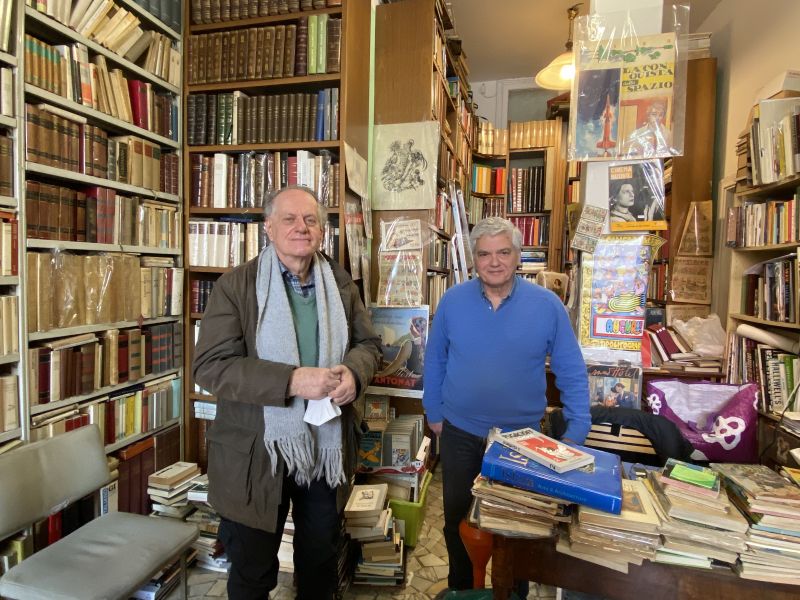 Libreria Pugacioff, Roma, Monteverde, Bruno Monetti e Claudio Colizzi [Foto: Associazione culturale GoTellGo / Maria Teresa Natale, [CC BY NC ND]