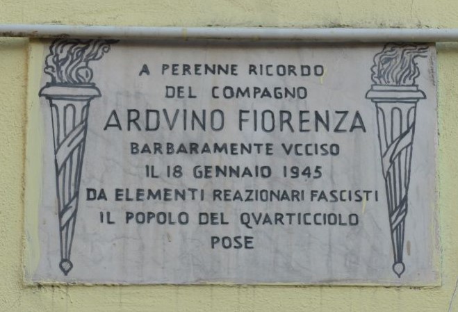 Targa in memoria di Arduino Fiorenza al Quarticciolo [Foto: Associazione culturale GoTellGo / Maria Teresa Natale, CC BY NC ND]